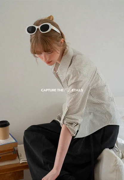 Striped Button Down Shirt with Roll Up Sleeves