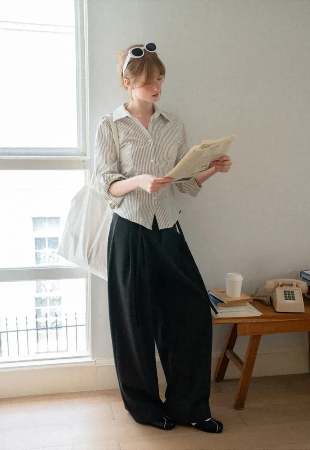 Striped Button Down Shirt with Roll Up Sleeves