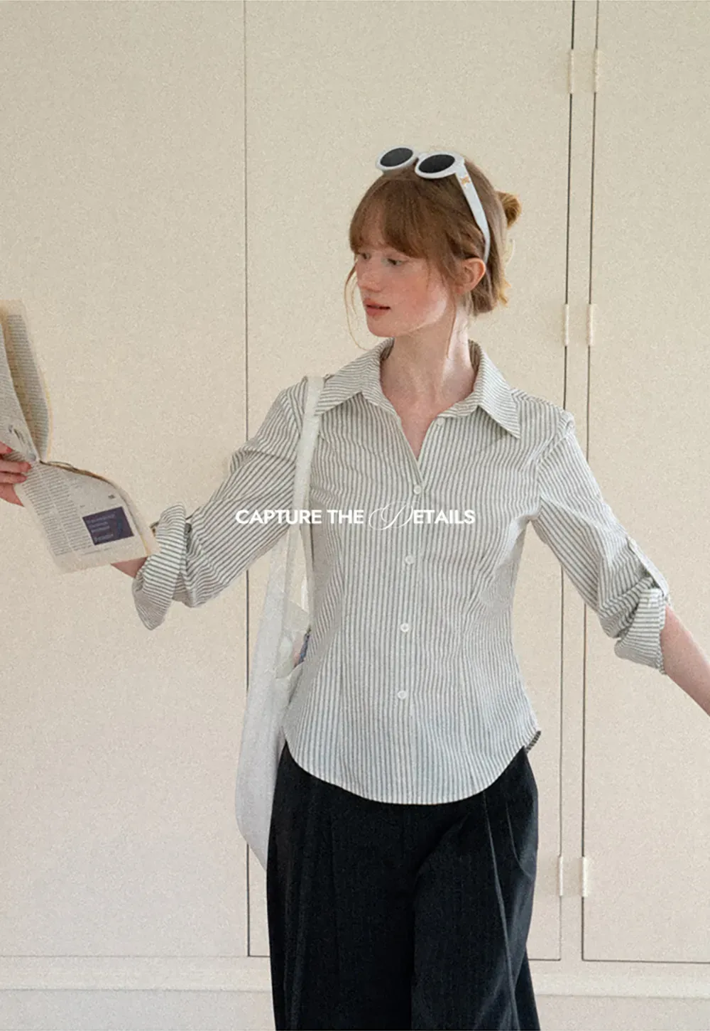 Striped Button Down Shirt with Roll Up Sleeves
