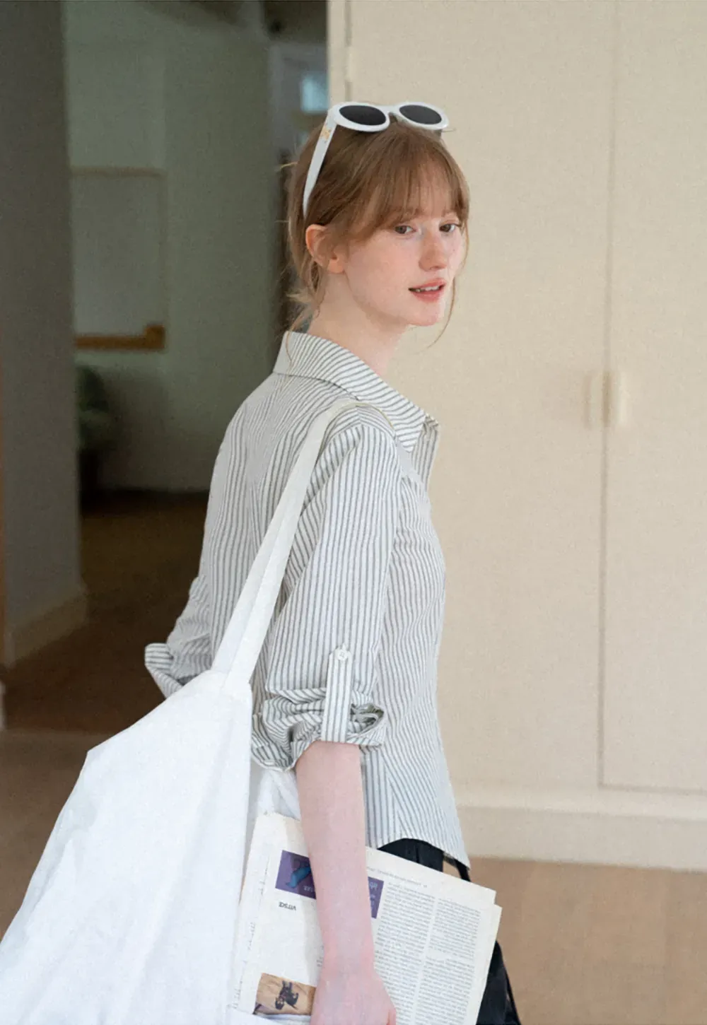 Striped Button Down Shirt with Roll Up Sleeves
