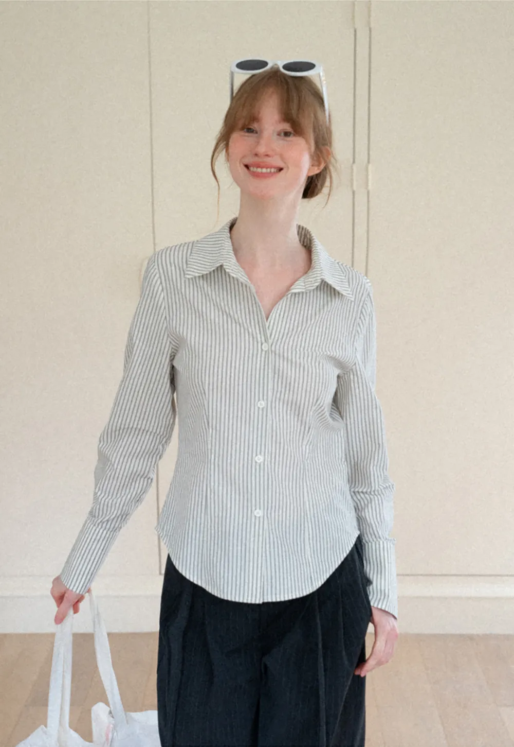 Striped Button Down Shirt with Roll Up Sleeves