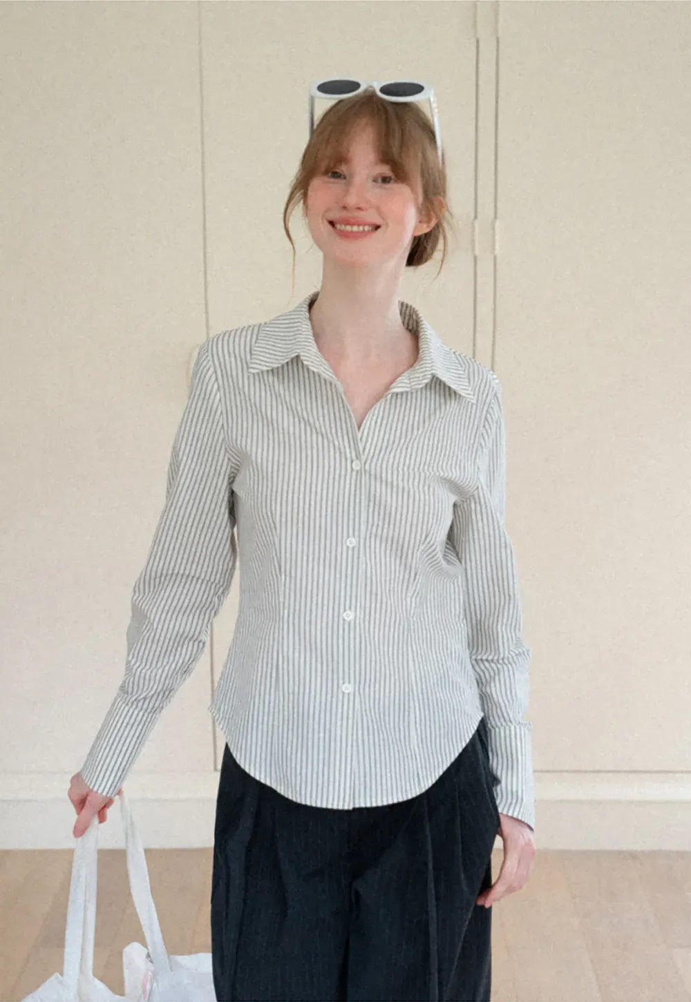Striped Button Down Shirt with Roll Up Sleeves