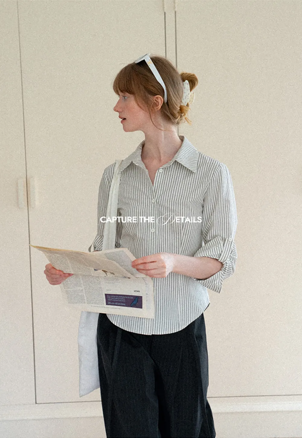 Striped Button Down Shirt with Roll Up Sleeves