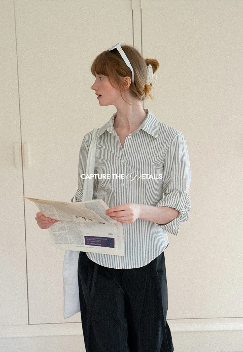 Striped Button Down Shirt with Roll Up Sleeves