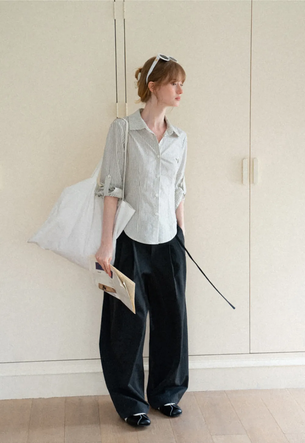 Striped Button Down Shirt with Roll Up Sleeves