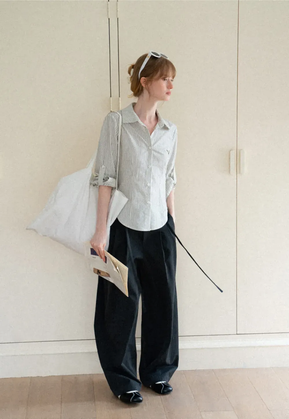 Striped Button Down Shirt with Roll Up Sleeves