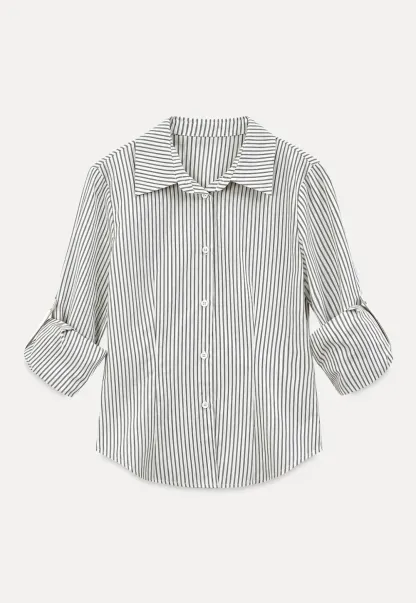 Striped Button Down Shirt with Roll Up Sleeves