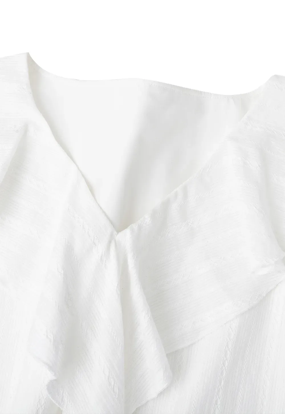 Ruffled Collar Tiered Sleeve Striped Shirt