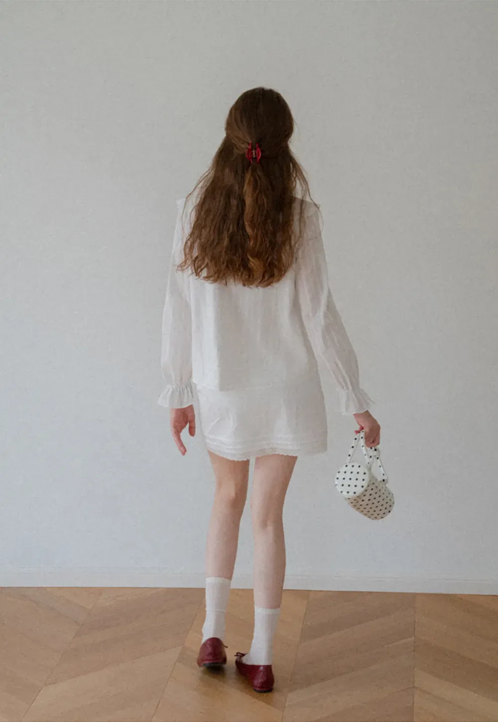 Ruffled Collar Tiered Sleeve Striped Shirt