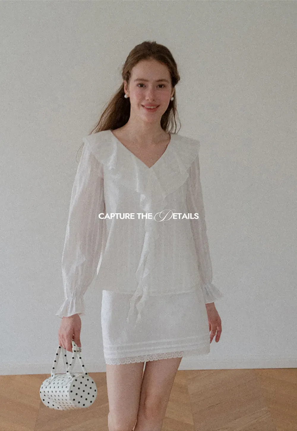 Ruffled Collar Tiered Sleeve Striped Shirt