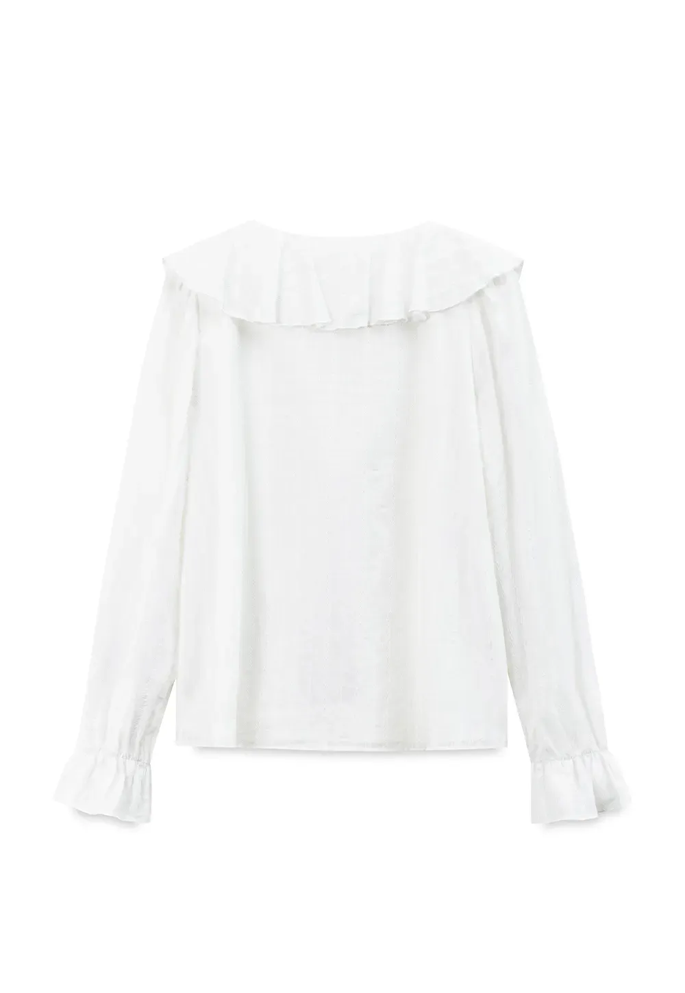Ruffled Collar Tiered Sleeve Striped Shirt