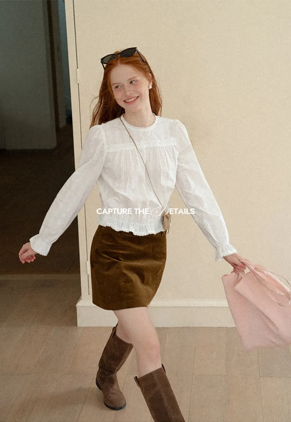 Ruffled Sleeve Lace Trim Blouse