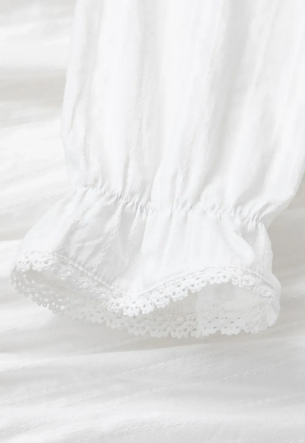 Ruffled Sleeve Lace Trim Blouse