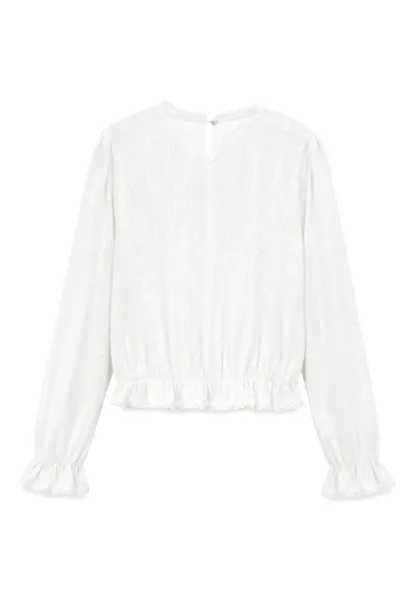 Ruffled Sleeve Lace Trim Blouse