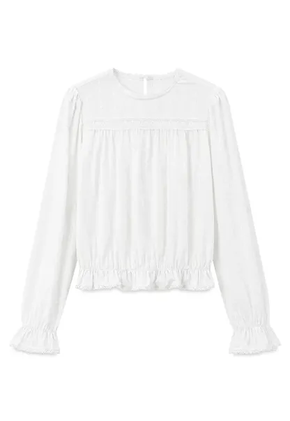 Ruffled Sleeve Lace Trim Blouse