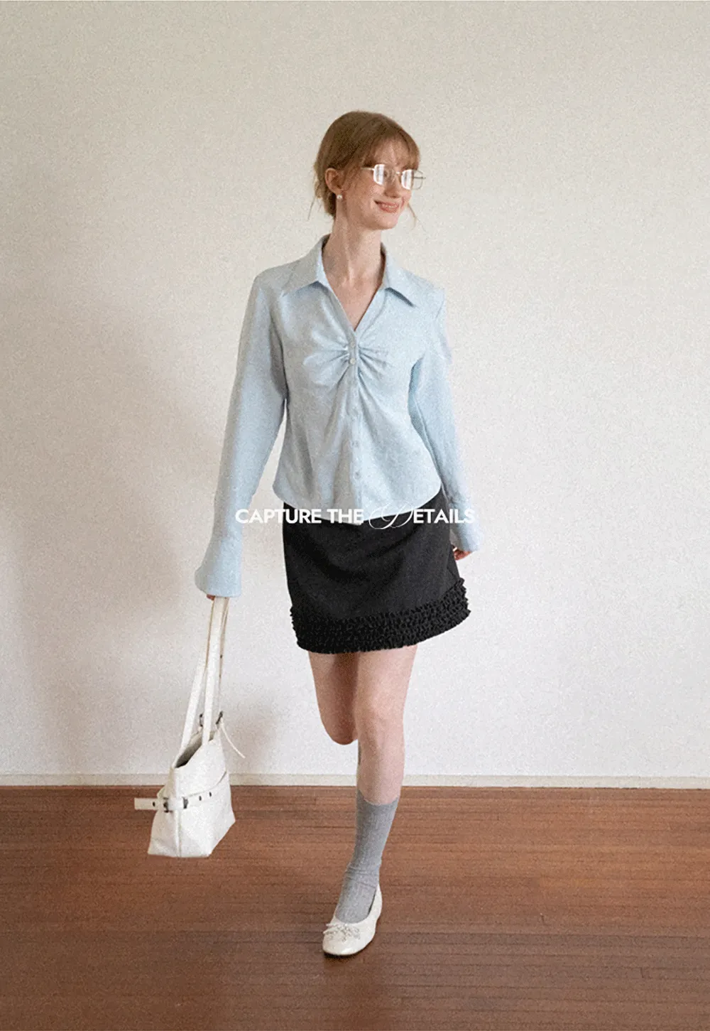 Ruched Front Button Down Shirt