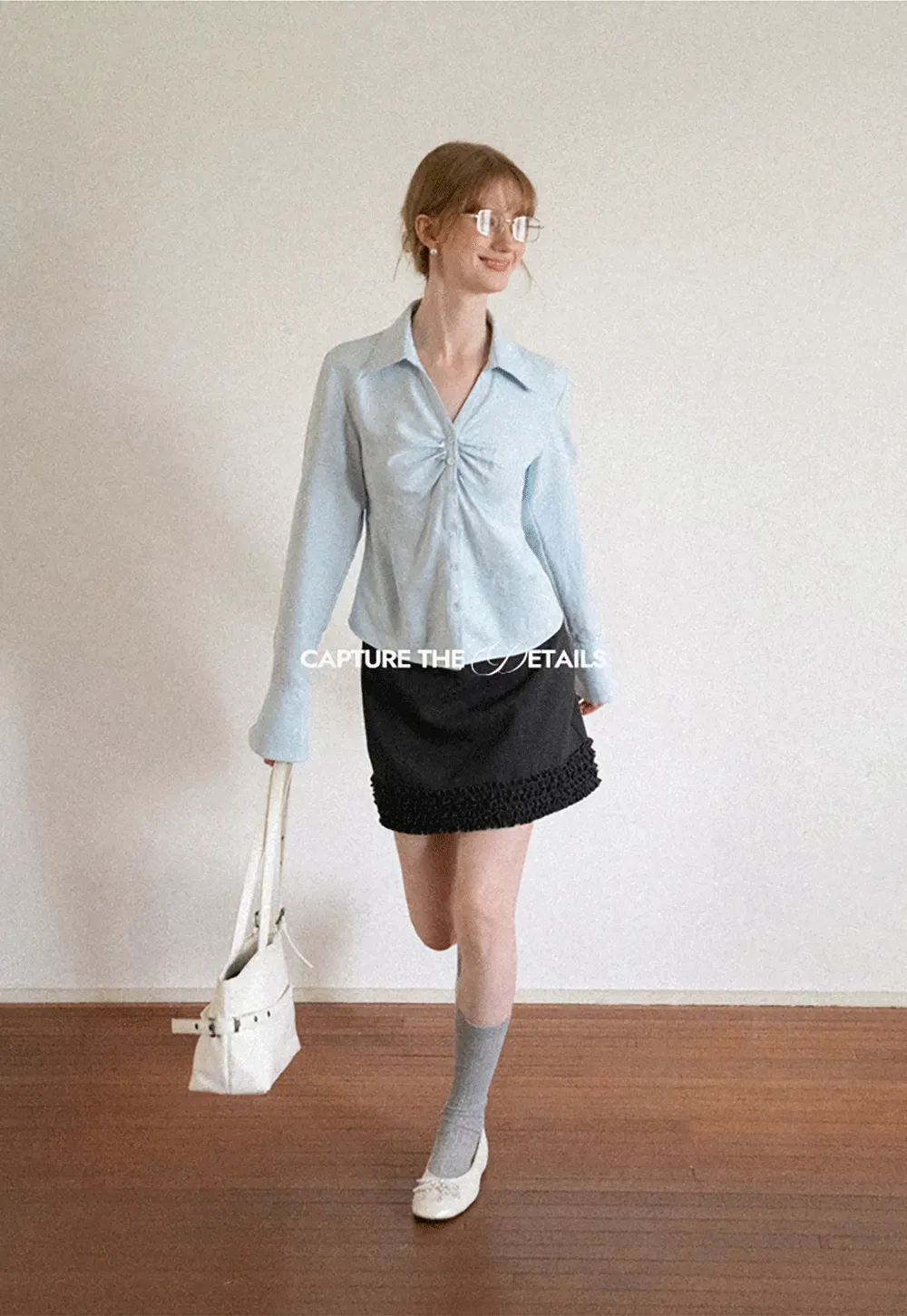 Ruched Front Button Down Shirt
