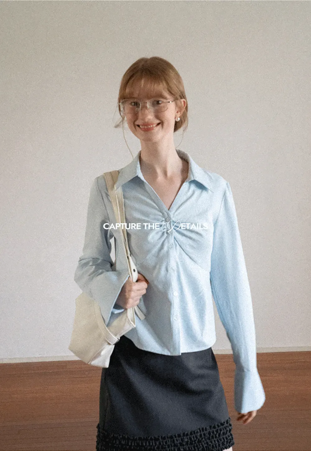 Ruched Front Button Down Shirt