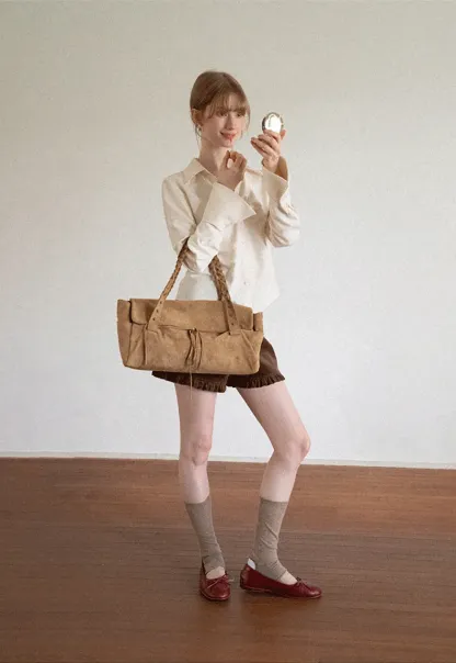 Ruched Front Button Down Shirt