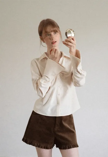 Ruched Front Button Down Shirt