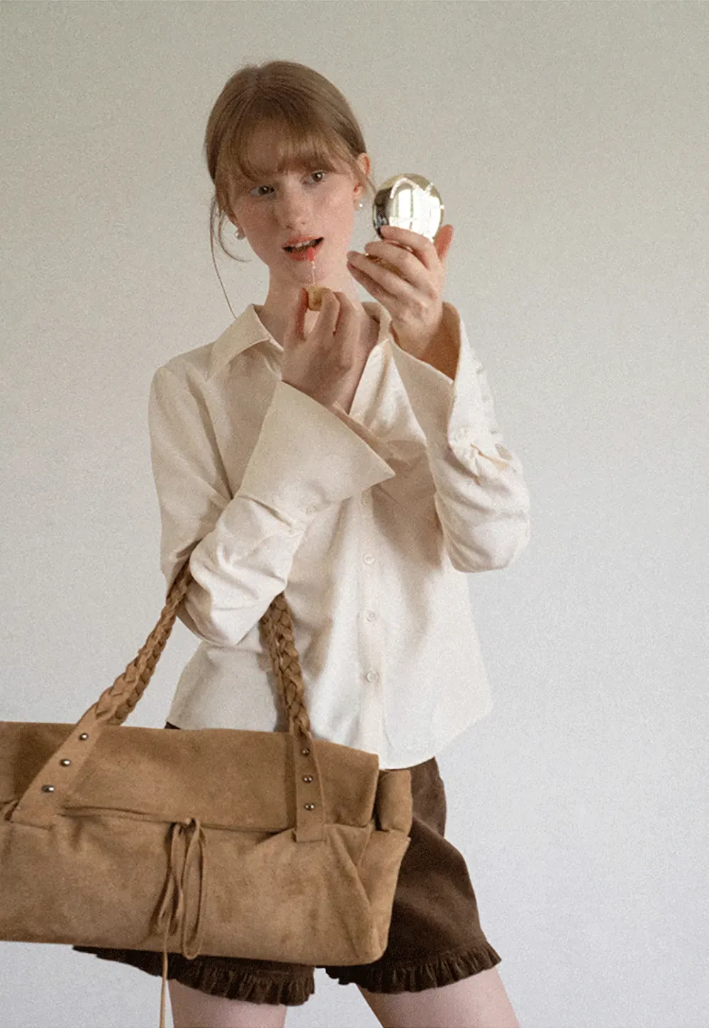 Ruched Front Button Down Shirt