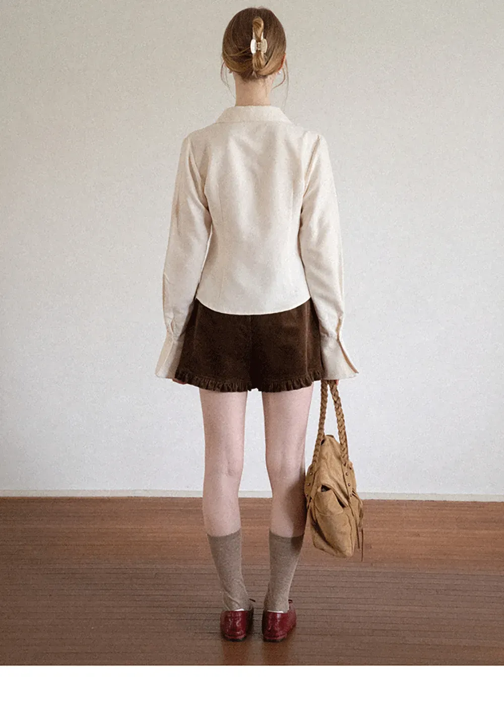Ruched Front Button Down Shirt