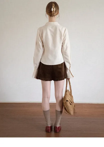 Ruched Front Button Down Shirt