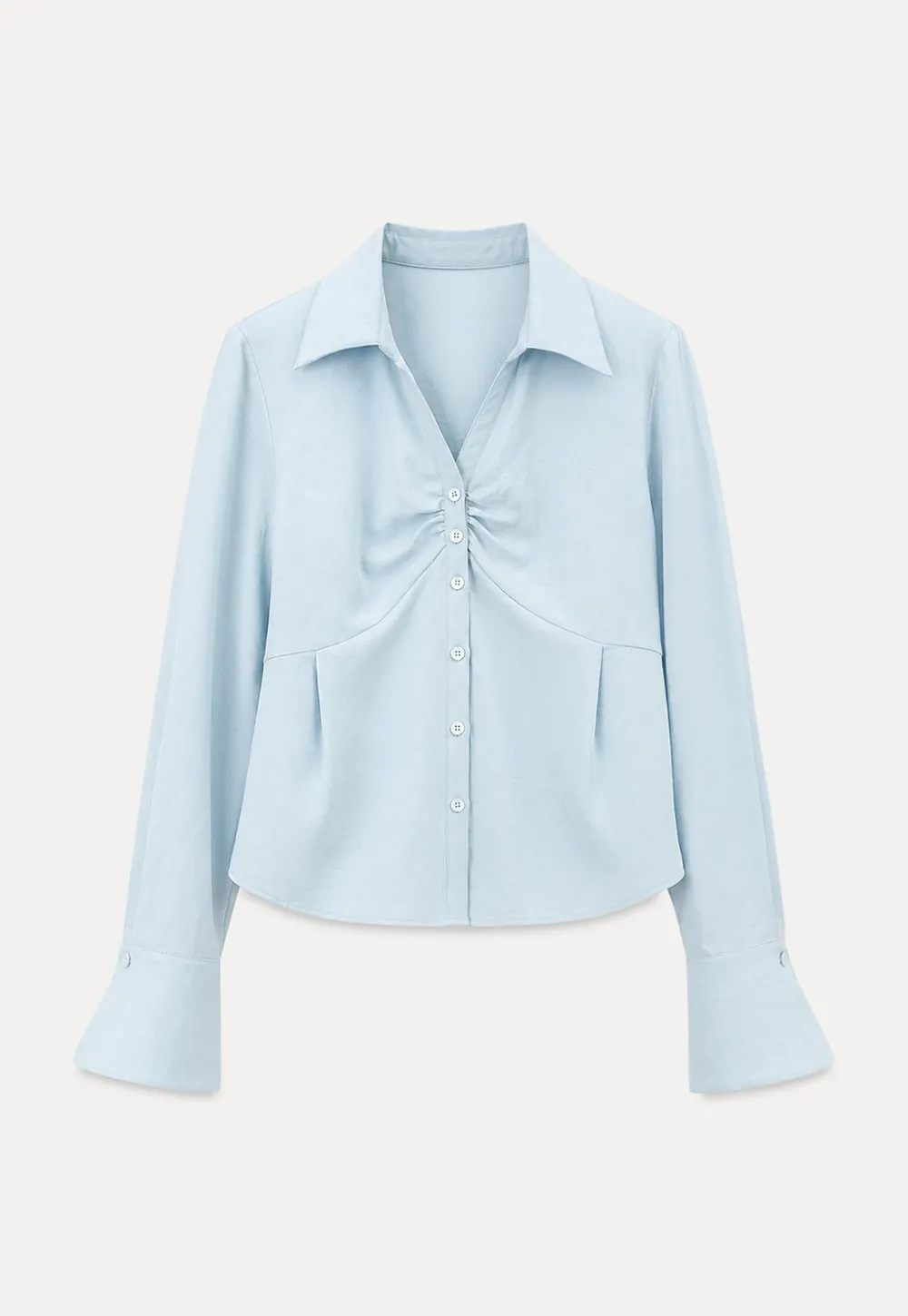 Ruched Front Button Down Shirt