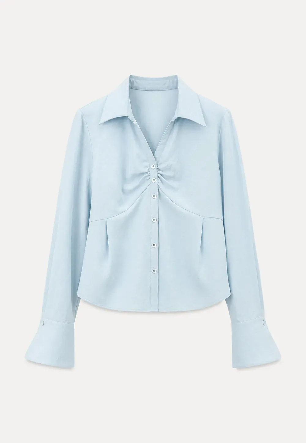 Ruched Front Button Down Shirt