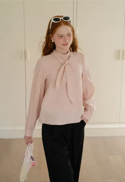 Puffed Sleeve High Neck Blouse