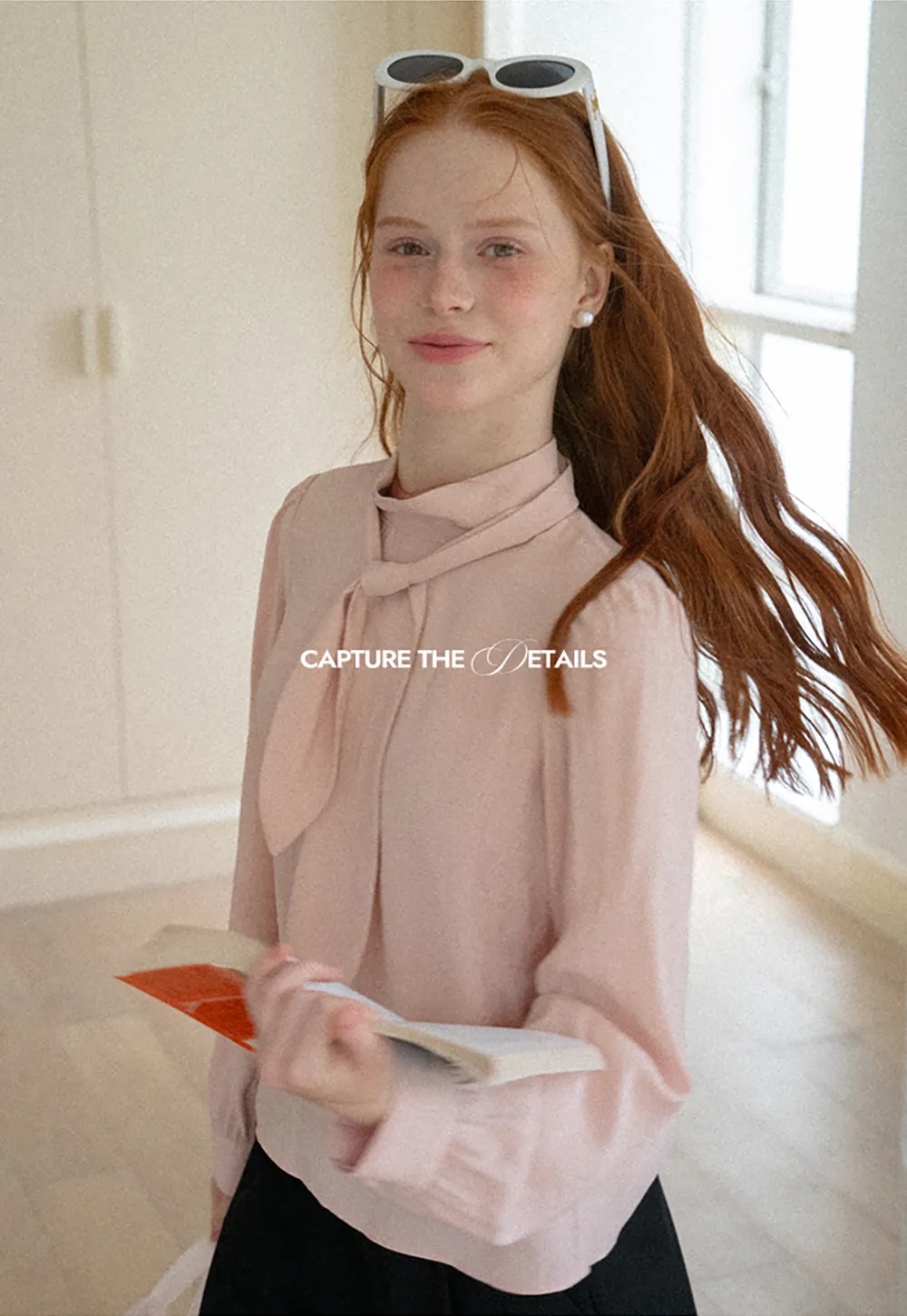 Puffed Sleeve High Neck Blouse