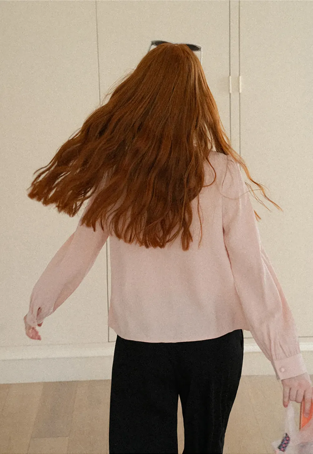 Puffed Sleeve High Neck Blouse