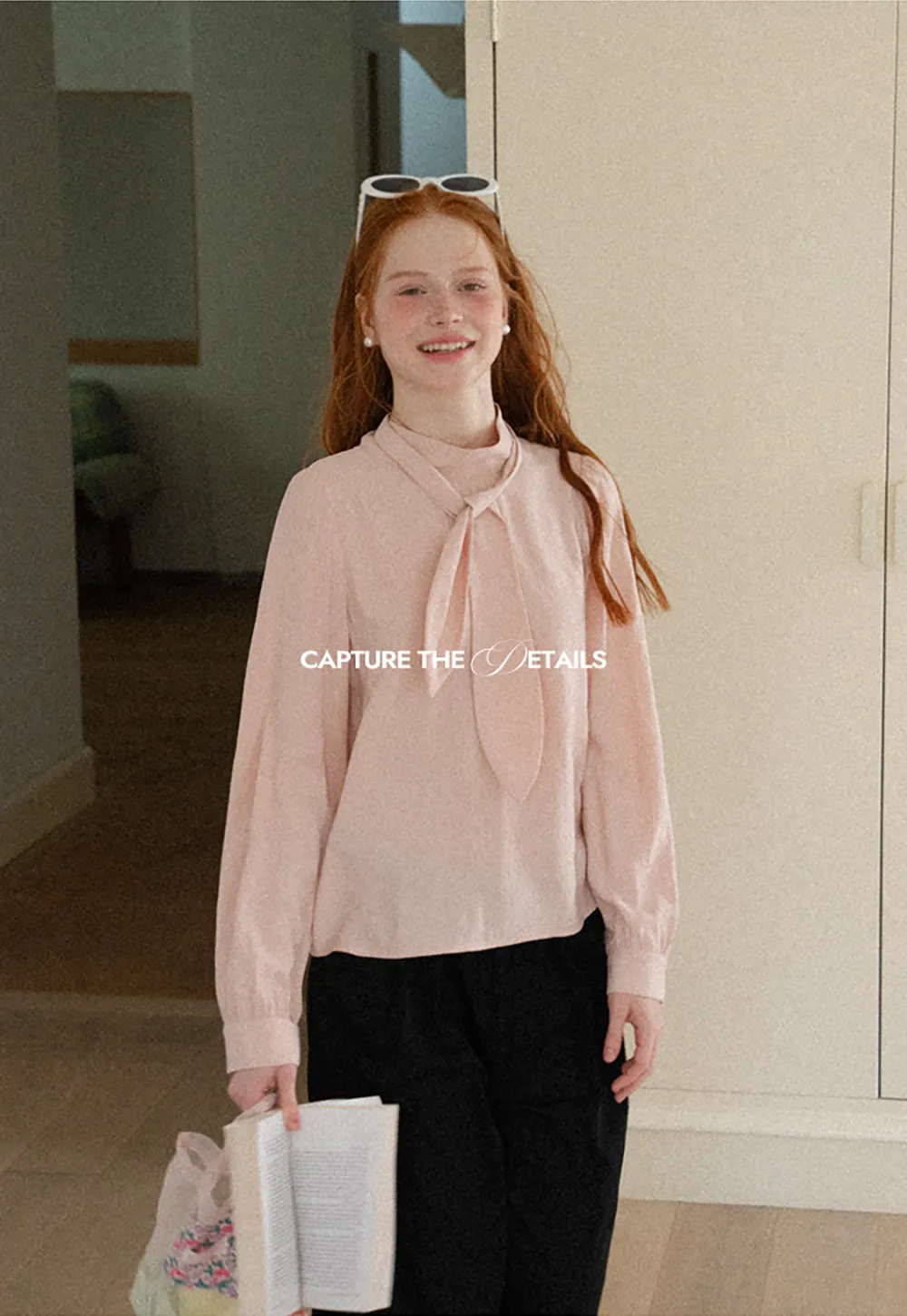 Puffed Sleeve High Neck Blouse