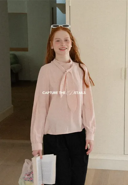 Puffed Sleeve High Neck Blouse