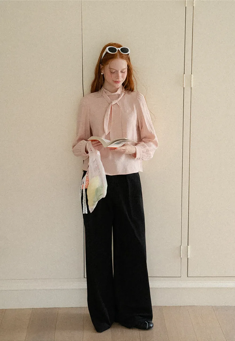 Puffed Sleeve High Neck Blouse
