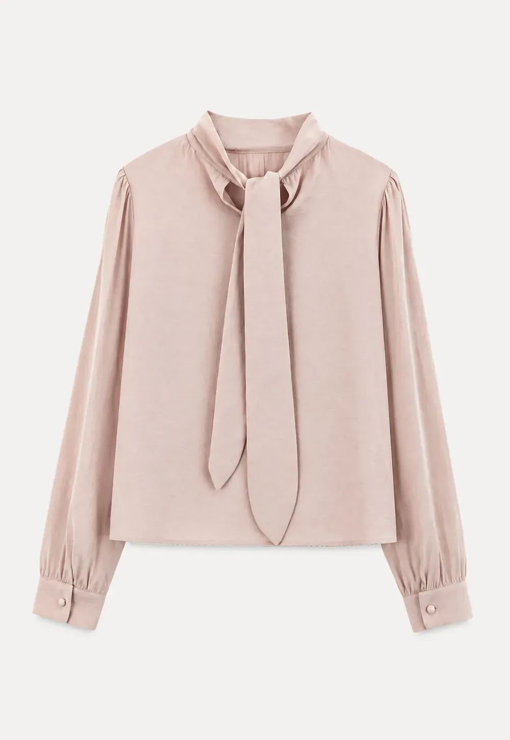 Puffed Sleeve High Neck Blouse