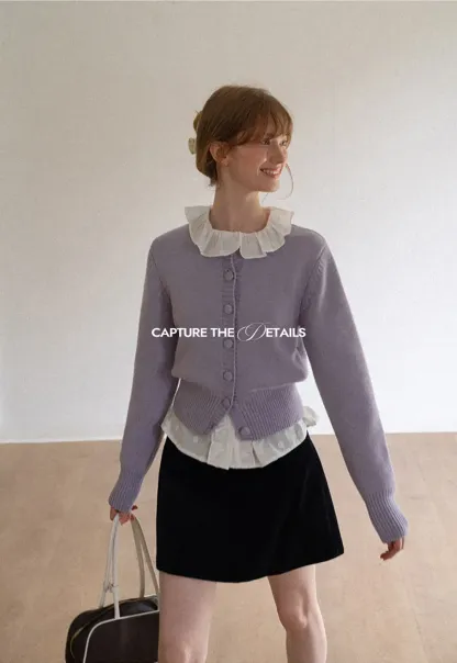 Ruffled Collar Polka Dot Sheer Blouse