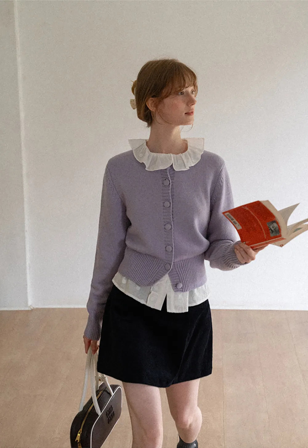 Ruffled Collar Polka Dot Sheer Blouse