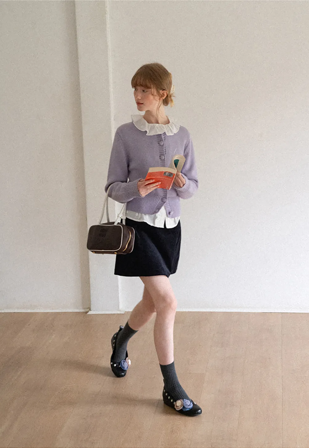 Ruffled Collar Polka Dot Sheer Blouse
