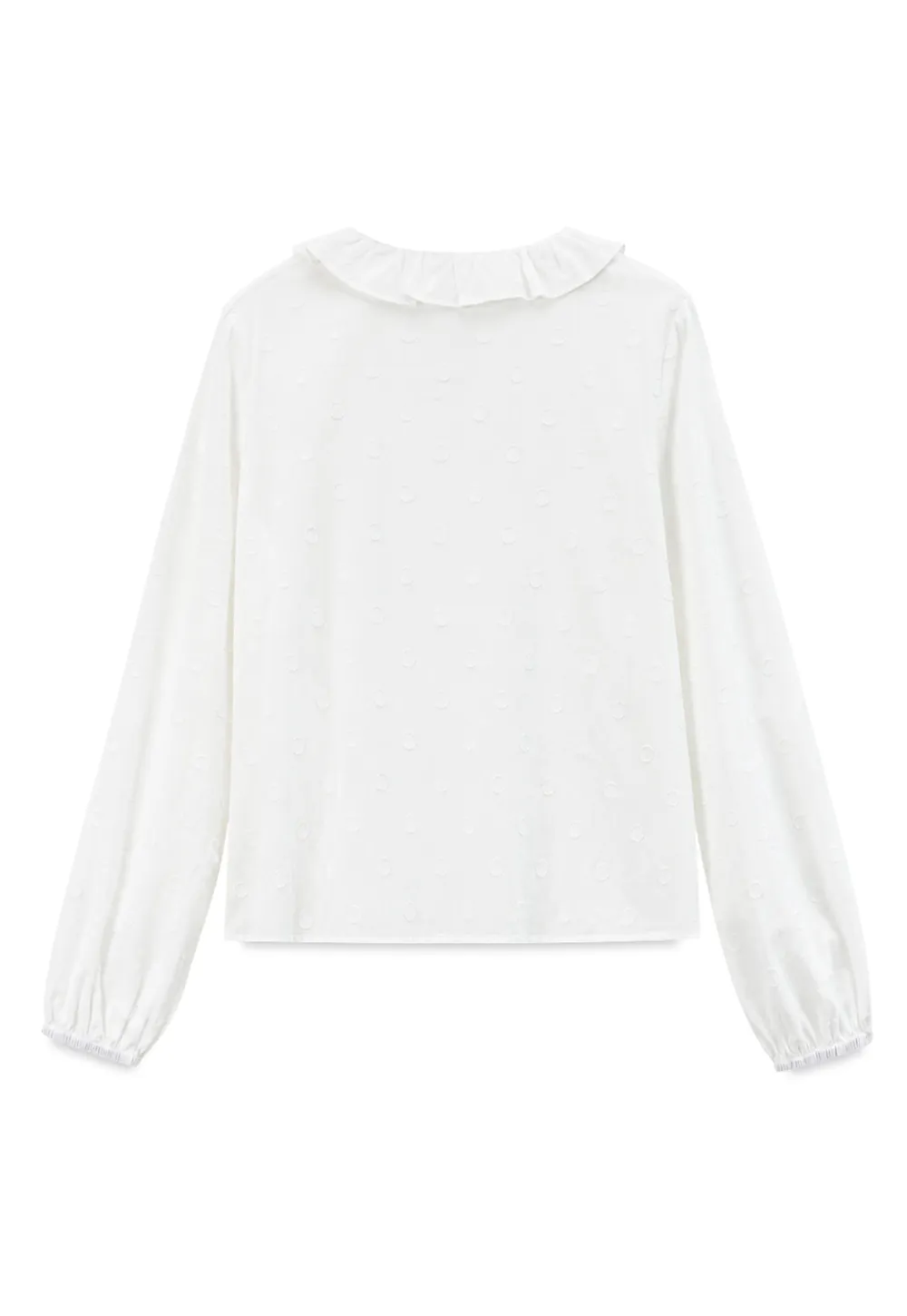 Ruffled Collar Polka Dot Sheer Blouse
