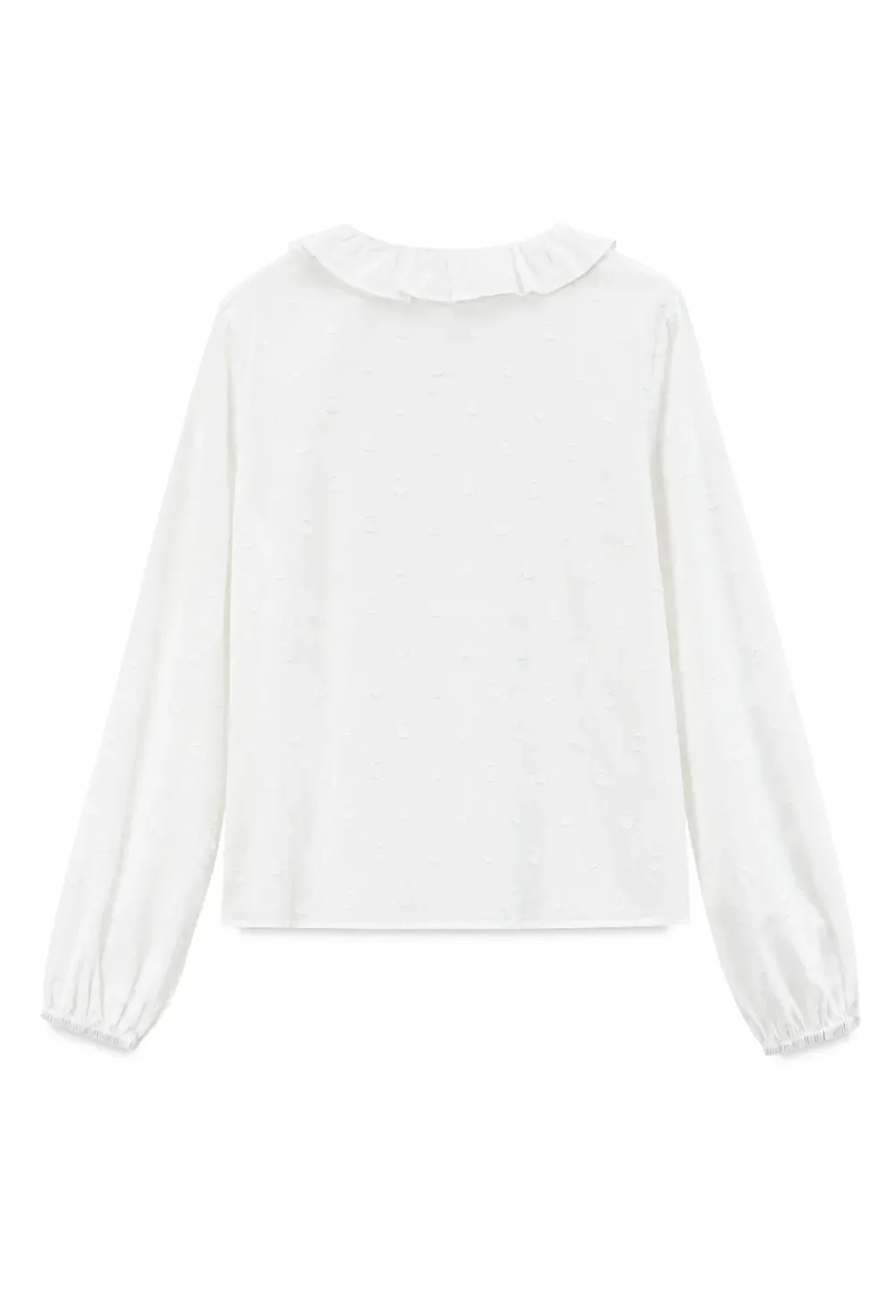 Ruffled Collar Polka Dot Sheer Blouse