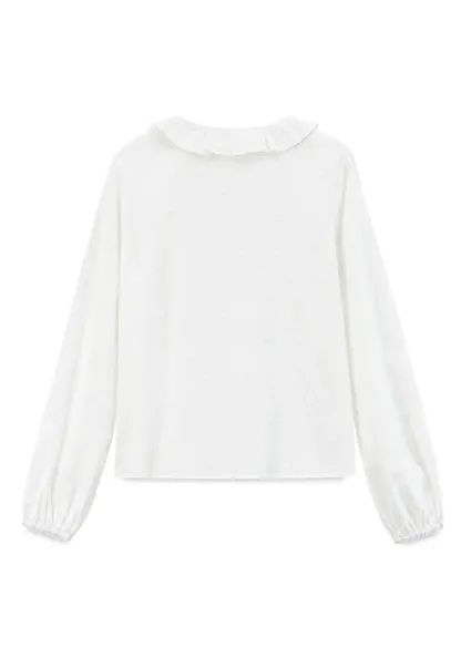 Ruffled Collar Polka Dot Sheer Blouse