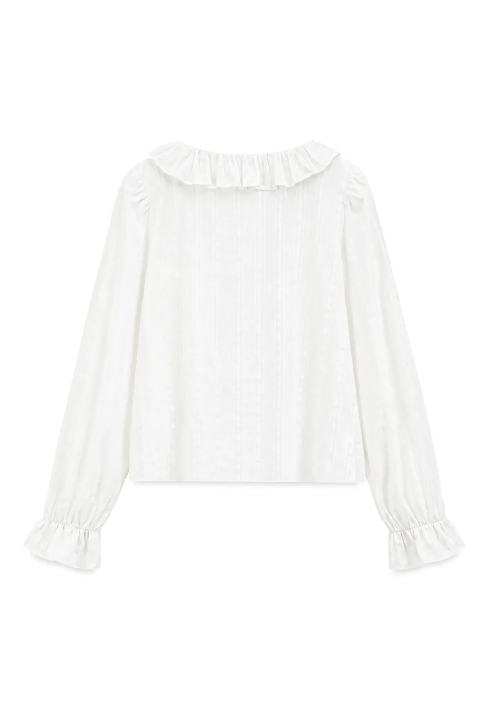 Ruffled Collar Pleated Front Long Sleeve Shirt