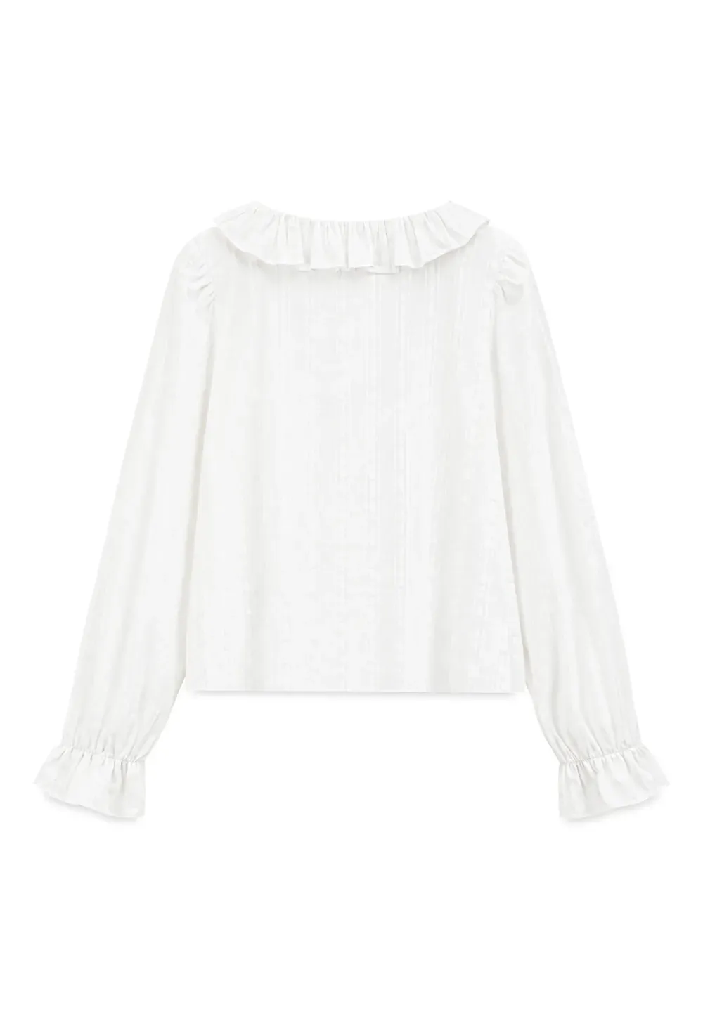 Ruffled Collar Pleated Front Long Sleeve Shirt