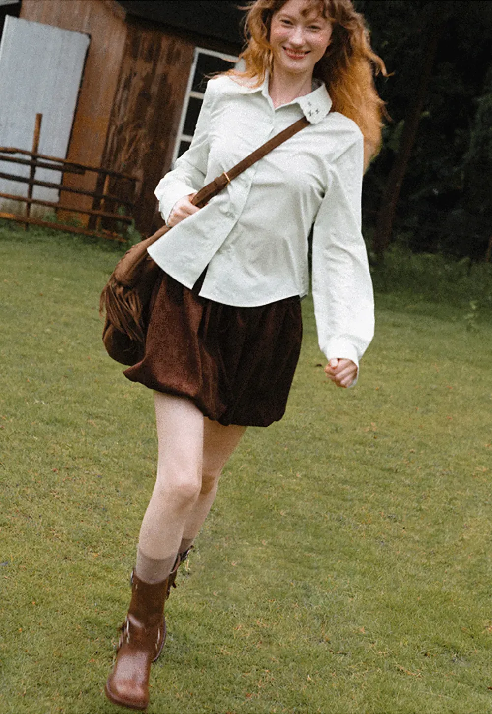 Asymmetrical Cut Long Sleeve Button Up Shirt