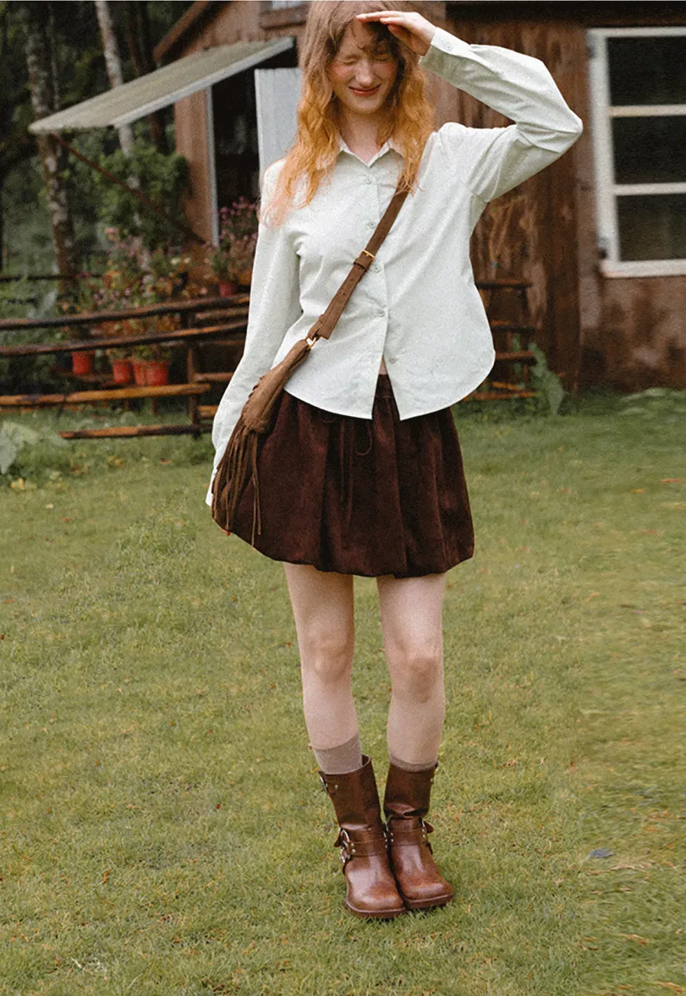 Asymmetrical Cut Long Sleeve Button Up Shirt