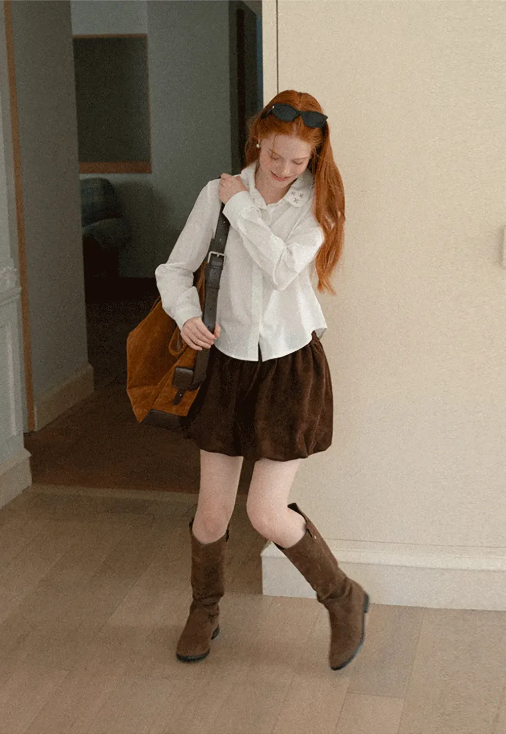 Asymmetrical Cut Long Sleeve Button Up Shirt