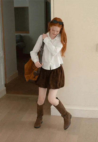Asymmetrical Cut Long Sleeve Button Up Shirt