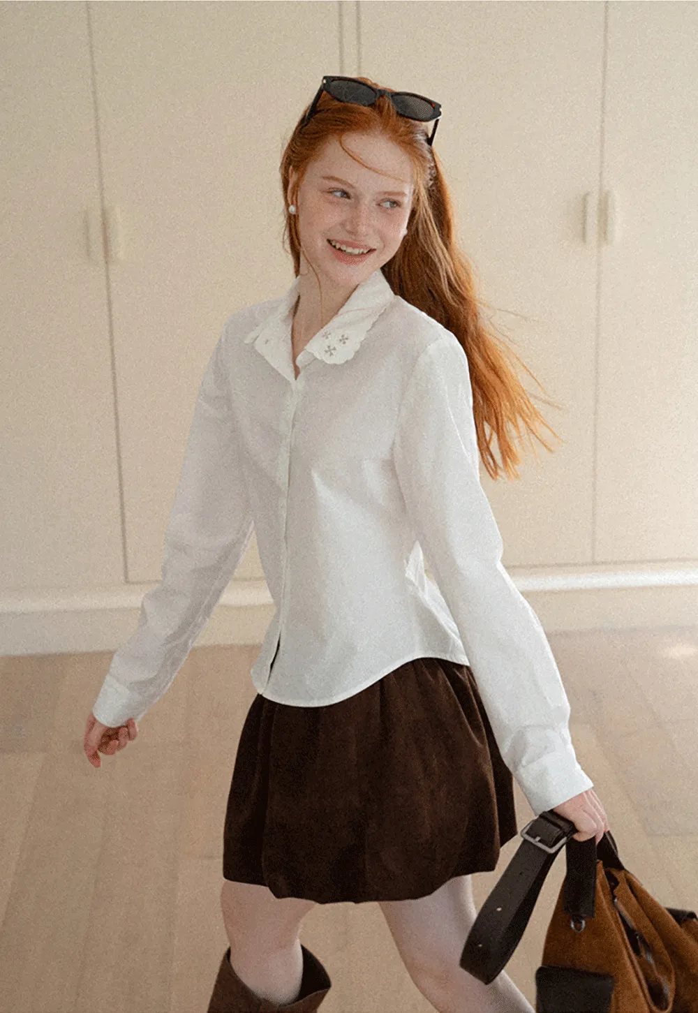 Asymmetrical Cut Long Sleeve Button Up Shirt