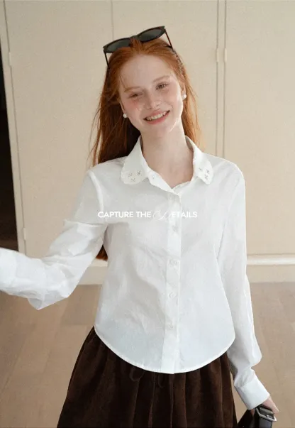 Asymmetrical Cut Long Sleeve Button Up Shirt